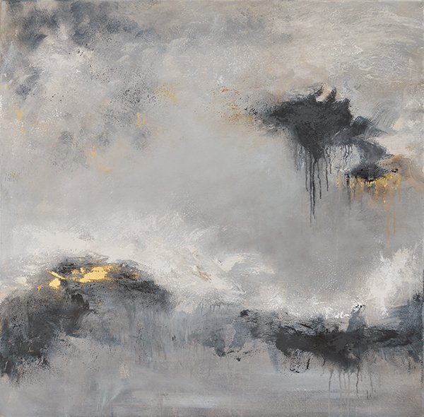abstract painting with black and grey