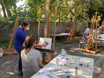 outdoor art studio at palo alto art center