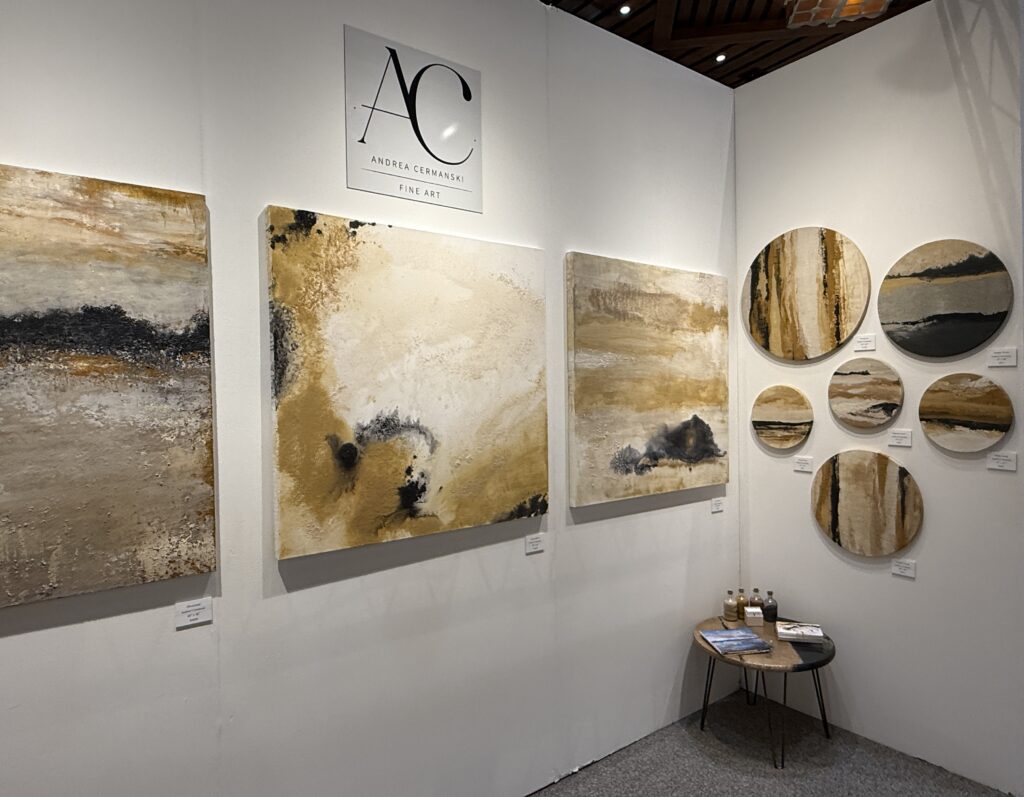 A collection of natural pigment paintings that have similar colors and marks